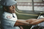 PATCO train operator during a fan trip. Photo taken by John Lung, July 1988.