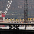 Weeks Marine barge @ 207 St Yard. The barge is full of subway cars destined for a reef off the east coast. Visible are various y