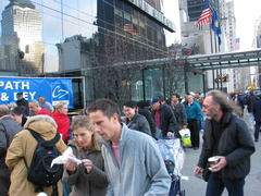 Free coffee and donuts in front of the Millennium hotel.   Photo taken by Brian Weinberg, 11/24/2003.