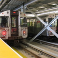 PATH PA-4 869 side by side with PA-4 886 @ WTC. Note the experimental LED destination sign above the storm door. Photo taken by