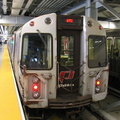 PATH PA-4 869 @ WTC. Note the experimental LED destination sign above the storm door.  Photo taken by Brian Weinberg, 11/24/2003