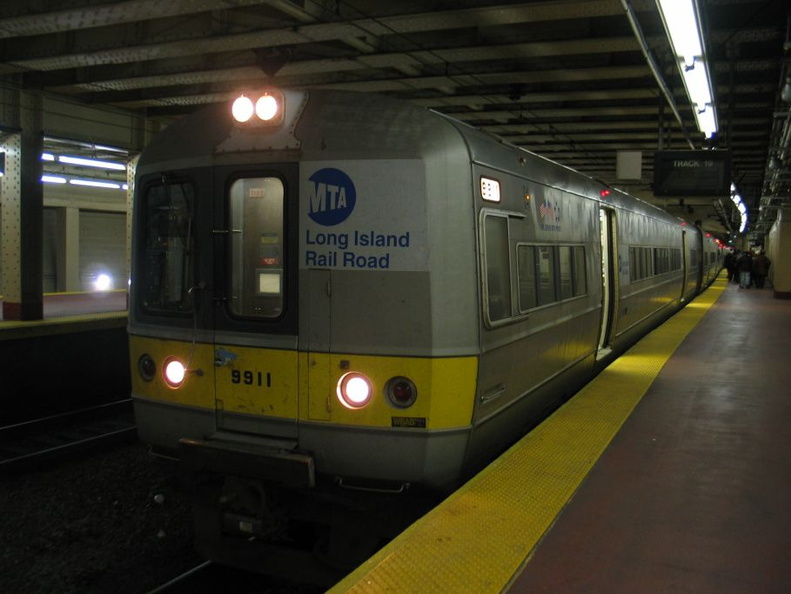 LIRR M-3 9911 @ Penn Station. Photo taken by Brian Weinberg, 1/11/2004.