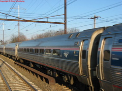 Amtrak Amfleet I Coach @ Edison, NJ. Photo taken by Brian Weinberg, 2/13/2004.