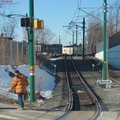 Exiting the Branch Brook Park station of the  Newark City Subway. Photo taken by Brian Weinberg, 2/16/2004.