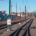 Approaching the Grove Street (Bloomfield) station. Photo taken by Brian Weinberg, 2/16/2004.
