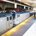 Amtrak AEM7 932 & AEM7 952 (doubledheader) @ Newark Penn Station. Photo taken by Brian Weinberg, 2/16/2004.