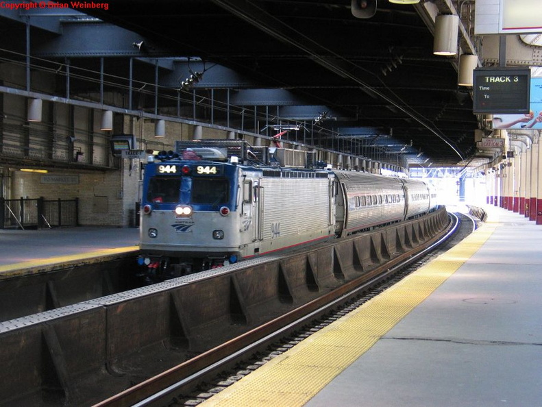 Amtrak AEM7 944 @ Newark Penn Station. Photo taken by Brian Weinberg, 2/16/2004.