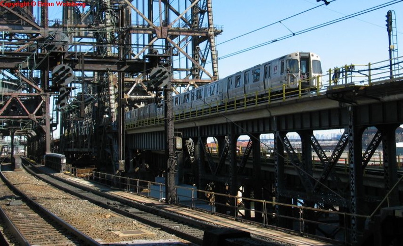 PATH PA-4 818 arriving @ Newark Penn Station. Photo taken by Brian Weinberg, 2/16/2004.