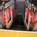 PATH PA-4 850 & PA-4 884 at the front and back of separate laid up trains, respectively, with their couplers touching but no