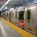 PATH PA-4 850 & PA-4 884 at the front and back of separate laid up trains, respectively, with their couplers touching but no