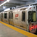 PATH PA-4 850 & PA-4 884 at the front and back of separate laid up trains, respectively, with their couplers touching but no