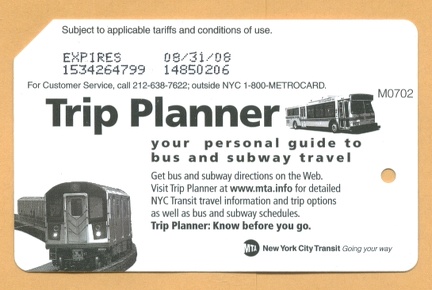 Trip Planner Metrocard