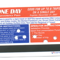 SEPTA One Day Inconvenience Pass (rear)