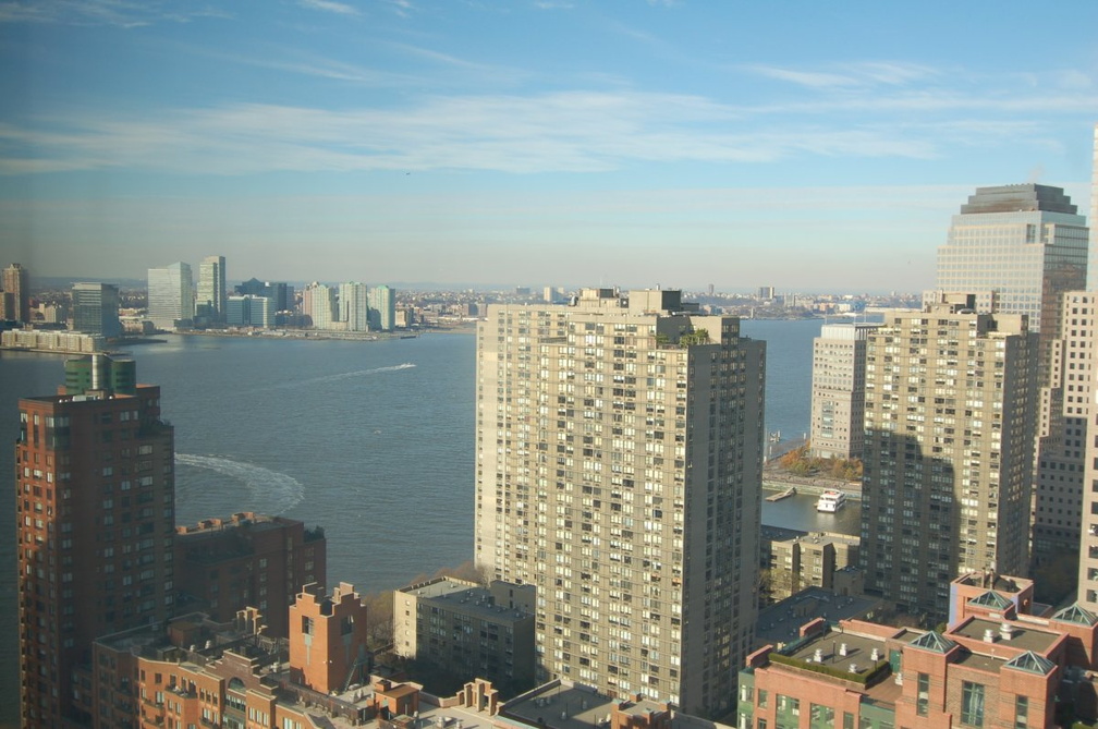 Battery Park City, the Hudson River, and New Jersey. Photo taken by Brian Weinberg, 12/3/2006.