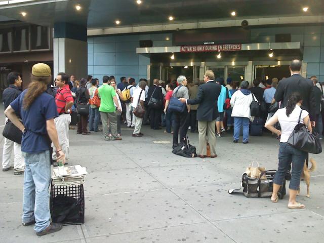 Crowds outside Penn Station