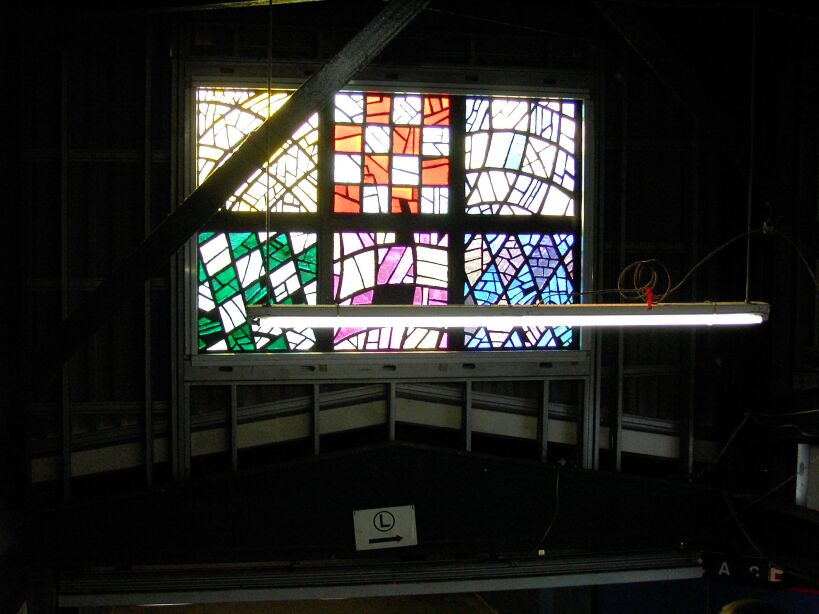 Stained glass @ Broadway Junction (L).  Photo by Brian Weinberg.