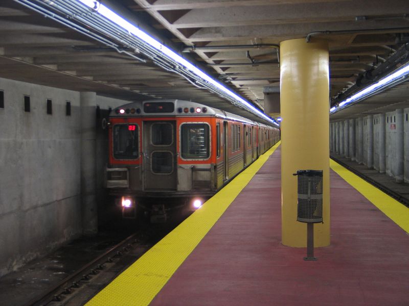 SEPTA Broad Street Subway train @ Pattison (Lower Level) because of an Eagle home game. Photo taken by Brian Weinberg, 9/12/2004