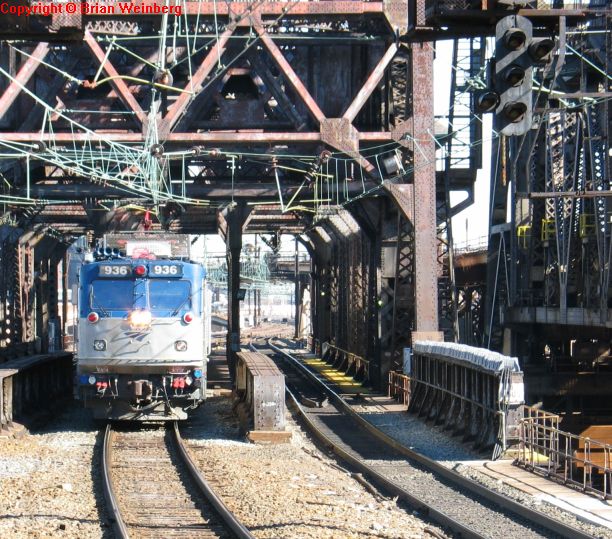 Amtrak AEM7 936 @ Newark Penn Station. Photo taken by Brian Weinberg, 2/16/2004. IMG_8737a.jpg